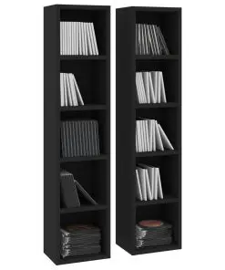 vidaXL CD Cabinets 2 pcs Black 21x16x93.5 cm Chipboard