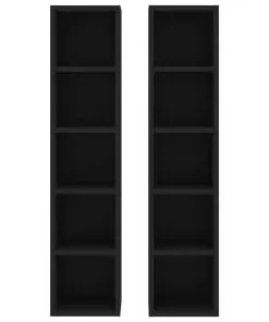 vidaXL CD Cabinets 2 pcs Black 21x16x93.5 cm Chipboard