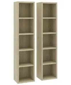 vidaXL CD Cabinets 2 pcs Sonoma Oak 21x16x93.5 cm Chipboard