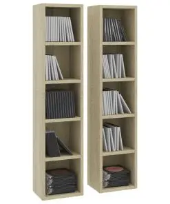 vidaXL CD Cabinets 2 pcs Sonoma Oak 21x16x93.5 cm Chipboard