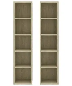 vidaXL CD Cabinets 2 pcs Sonoma Oak 21x16x93.5 cm Chipboard