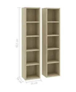vidaXL CD Cabinets 2 pcs Sonoma Oak 21x16x93.5 cm Chipboard