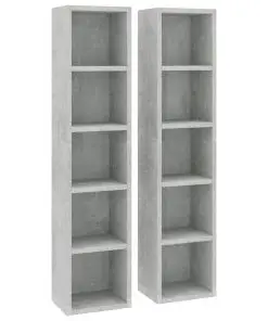 vidaXL CD Cabinets 2 pcs Concrete Grey 21x16x93.5 cm Chipboard