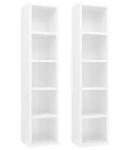 vidaXL CD Cabinets 2 pcs High Gloss White 21x16x93.5 cm Chipboard