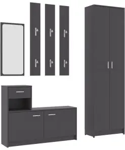 vidaXL Hallway Furniture Set Grey Chipboard