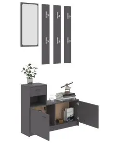 vidaXL Hallway Furniture Set Grey Chipboard