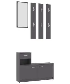 vidaXL Hallway Furniture Set Grey Chipboard