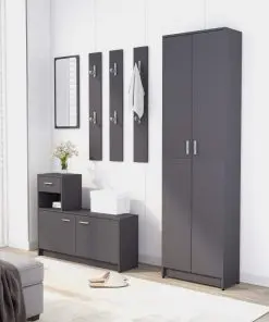 vidaXL Hallway Furniture Set Grey Chipboard
