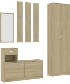 vidaXL Hallway Furniture Set Sonoma Oak Chipboard