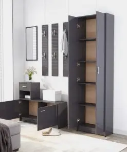vidaXL Hallway Furniture Set High Gloss Grey Chipboard