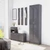 vidaXL Hallway Furniture Set High Gloss Grey Chipboard