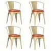 vidaXL Dining Chairs 4 pcs Brown Real Leather