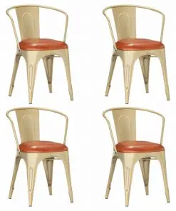 vidaXL Dining Chairs 4 pcs Brown Real Leather