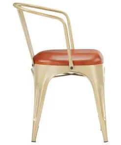 vidaXL Dining Chairs 4 pcs Brown Real Leather