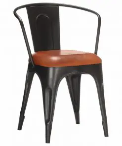 vidaXL Dining Chairs 4 pcs Brown Real Leather