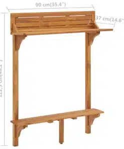 vidaXL Balcony Bar Table 90x37x122,5 cm Solid Acacia Wood