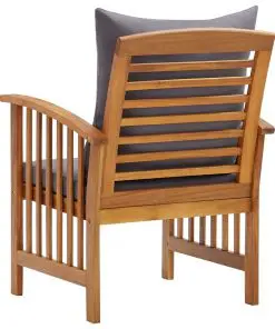 vidaXL Garden Chairs with Cushions 2 pcs Solid Acacia Wood
