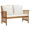 vidaXL Garden Bench with Cushions 119 cm Solid Acacia Wood