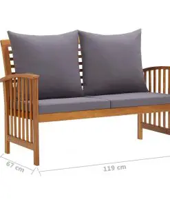 vidaXL Garden Bench with Cushions 119 cm Solid Acacia Wood