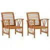 vidaXL Garden Chairs 2 pcs Solid Acacia Wood