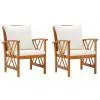 vidaXL Garden Chairs with Cushions 2 pcs Solid Acacia Wood