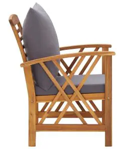 vidaXL Garden Chairs with Cushions 2 pcs Solid Acacia Wood