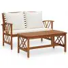 vidaXL 2 Piece Garden Lounge Set with Cushions Solid Acacia Wood