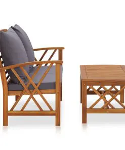vidaXL 2 Piece Garden Lounge Set with Cushions Solid Acacia Wood