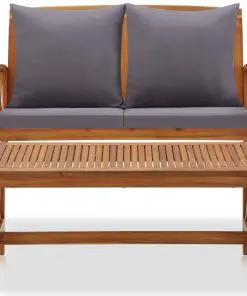 vidaXL 2 Piece Garden Lounge Set with Cushions Solid Acacia Wood