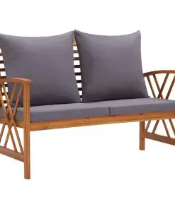 vidaXL 2 Piece Garden Lounge Set with Cushions Solid Acacia Wood