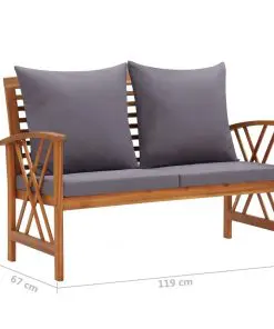 vidaXL 2 Piece Garden Lounge Set with Cushions Solid Acacia Wood