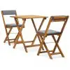 vidaXL 3 Piece Folding Bistro Set with Cushions Solid Acacia Wood vidaXL 3 Piece Folding Bistro Set with Cushions Solid Acacia Wood