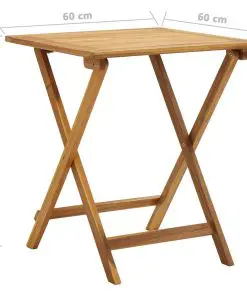 vidaXL 3 Piece Folding Bistro Set with Cushions Solid Acacia Wood