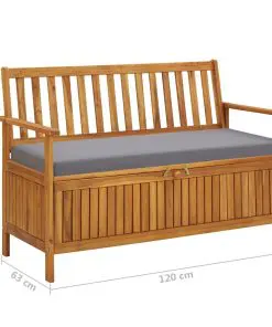 vidaXL Garden Storage Bench 120 cm Solid Acacia Wood