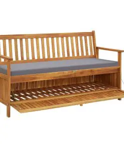 vidaXL Garden Storage Bench with Cushion 148 cm Solid Acacia Wood