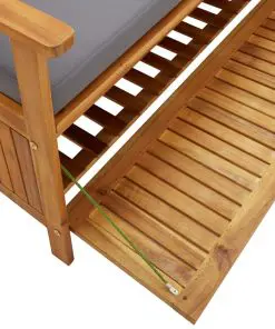 vidaXL Garden Storage Bench with Cushion 148 cm Solid Acacia Wood