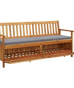 vidaXL Garden Storage Bench with Cushion 170 cm Solid Acacia Wood