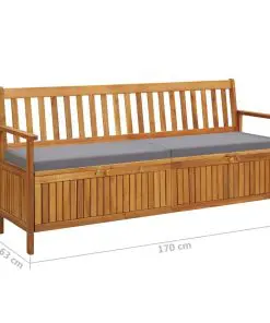 vidaXL Garden Storage Bench with Cushion 170 cm Solid Acacia Wood