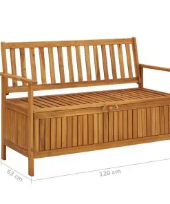 vidaXL Garden Storage Bench 120 cm Solid Acacia Wood