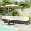 vidaXL 6 Piece Garden Lounge Set with Cushions Poly Rattan Black