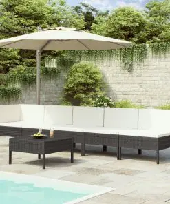 vidaXL 6 Piece Garden Lounge Set with Cushions Poly Rattan Black