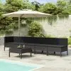 vidaXL 6 Piece Garden Lounge Set with Cushions Poly Rattan Black