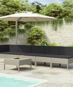 vidaXL 6 Piece Garden Lounge Set with Cushions Poly Rattan Grey