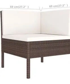 vidaXL 6 Piece Garden Lounge Set with Cushions Poly Rattan Brown