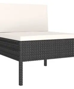 vidaXL 6 Piece Garden Lounge Set with Cushions Poly Rattan Black