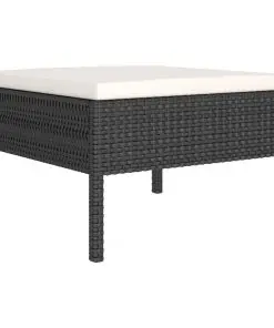 vidaXL 6 Piece Garden Lounge Set with Cushions Poly Rattan Black