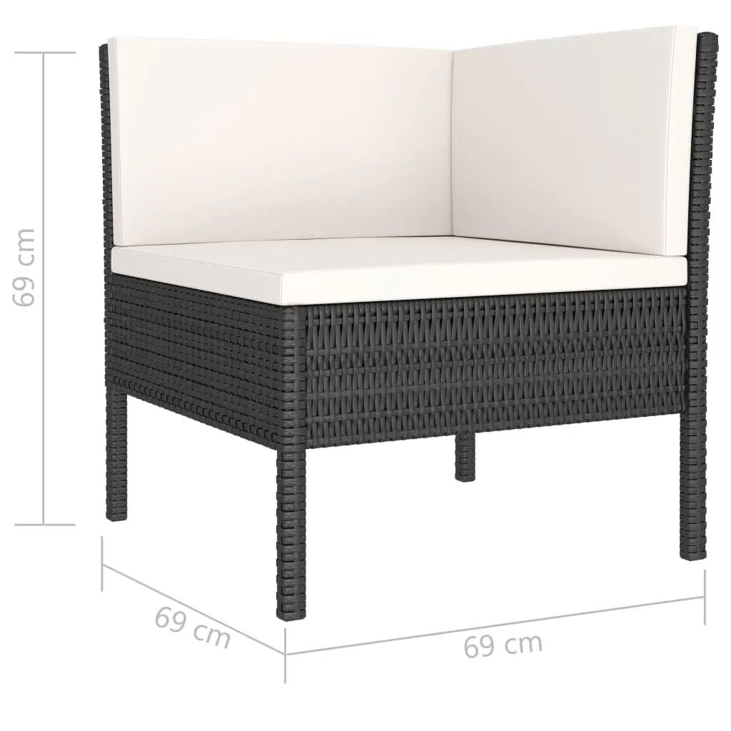 vidaXL 6 Piece Garden Lounge Set with Cushions Poly Rattan Black