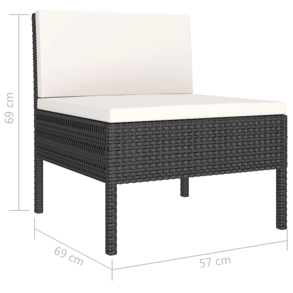 vidaXL 6 Piece Garden Lounge Set with Cushions Poly Rattan Black