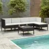 vidaXL 6 Piece Garden Lounge Set with Cushions Poly Rattan Black