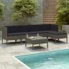 vidaXL 6 Piece Garden Lounge Set with Cushions Poly Rattan Grey